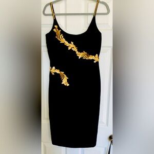 Maggie London Black and Gold Embellished Dress